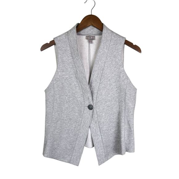 J. Jill Pure Jill Gray Collarless Layering Business Casual Warm Sweatshirt Vest - Picture 7 of 11
